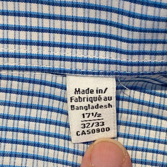 Calvin Klein Blue Gingham Cotton Dress Shirt Business 17.5 32/33 - Picture 10 of 16